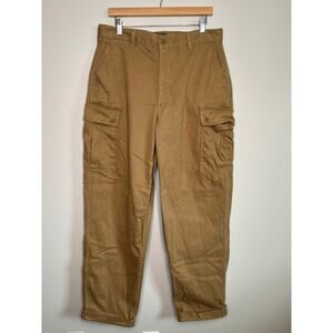 Y2K Polo Ralph Lauren Tan USA Chino Paratrooper Cargo Old Money Pants 34x30